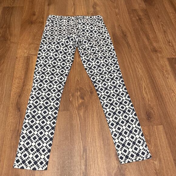J.Crew Womens Toothpick Ankle Pant Size 25 Geometric Aztec Print Navy Blue White - Picture 2 of 10